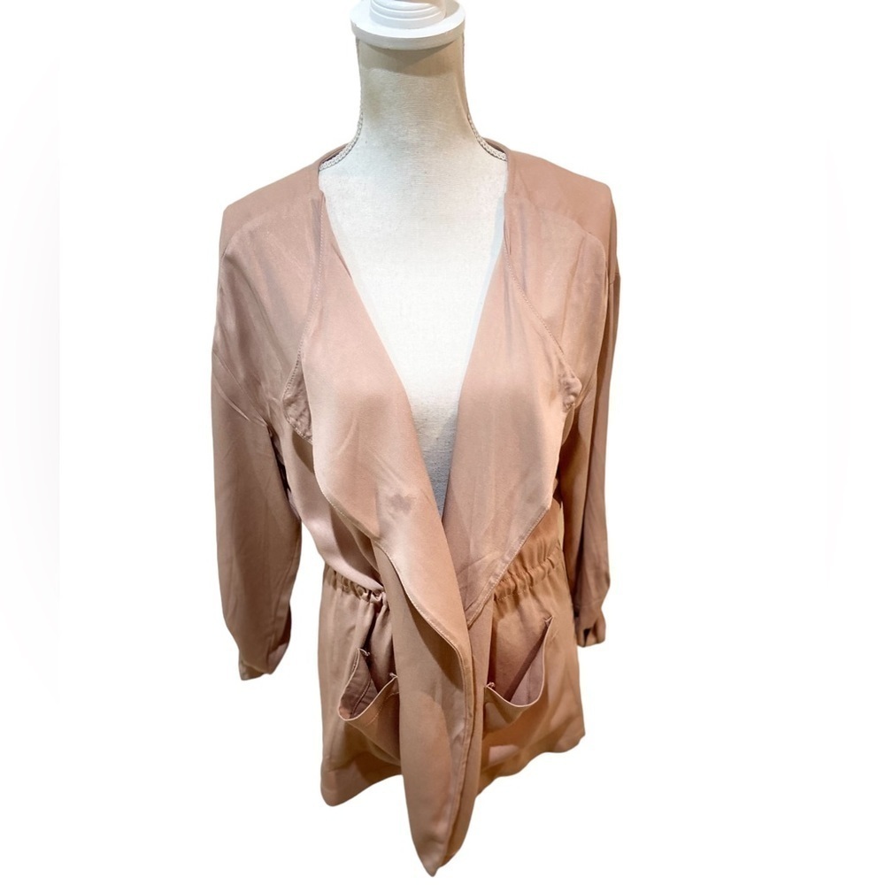 NWT Stoosh dusty blush lightweight open front casual jacket pockets size medium